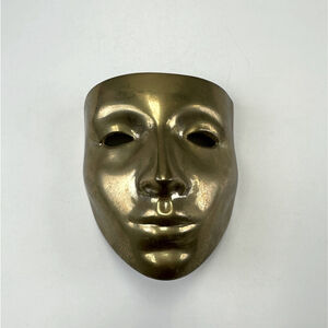 Mardi Gras Carnivale Decorative Collectors Solid Brass Mask Mid-Century